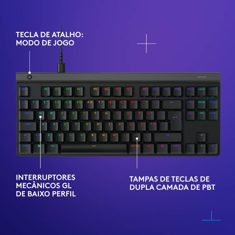 Teclado Mecânico Logitech G515 TKL RGB PT GL Tactile Preto