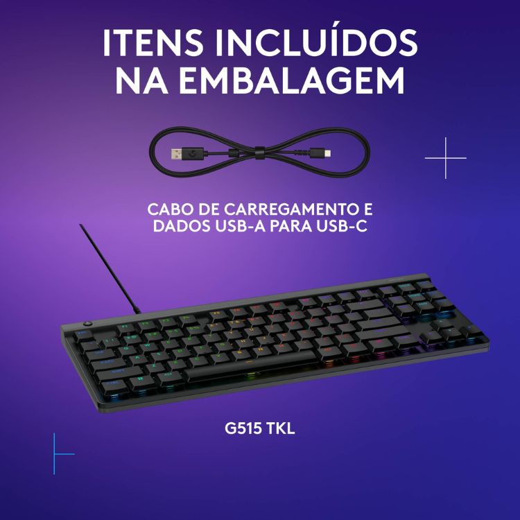 Teclado Mecânico Logitech G515 TKL RGB PT GL Tactile Preto