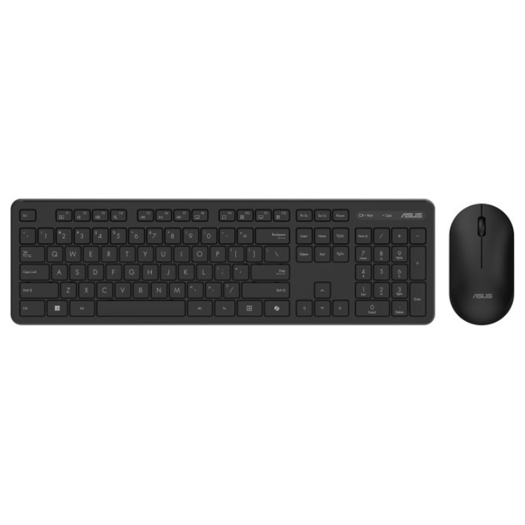 Black wireless keyboard and mouse combo, ASUS brand, Portuguese layout.