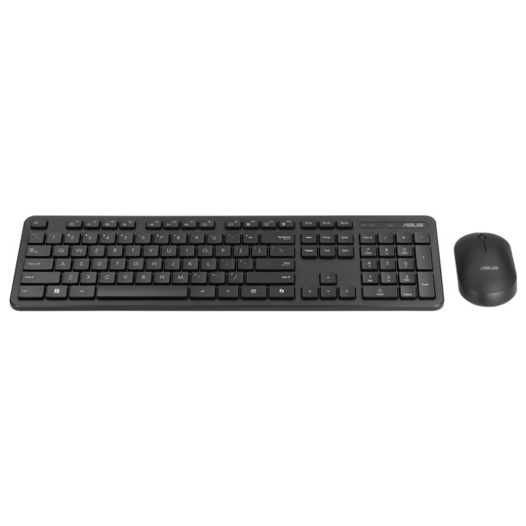 Black wireless keyboard and mouse combo, ASUS brand, Portuguese layout.