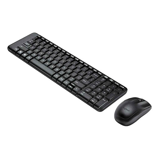Logitech MK220 wireless keyboard and mouse, black.