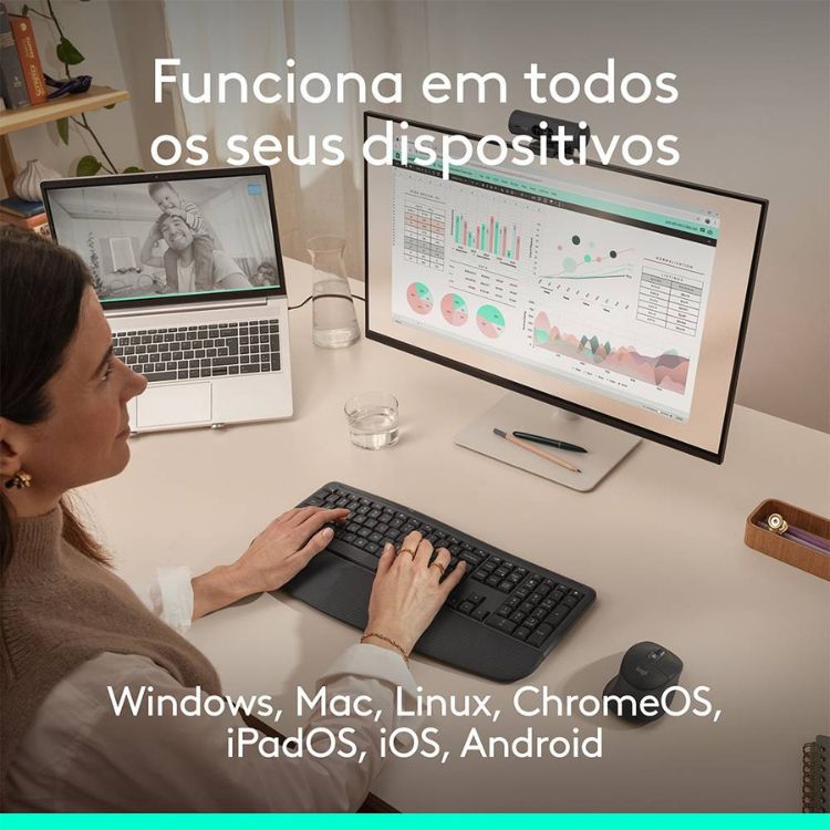 Teclado + Rato Logitech Signature Comfort Plus MK880 Bluetooth PT Graphite