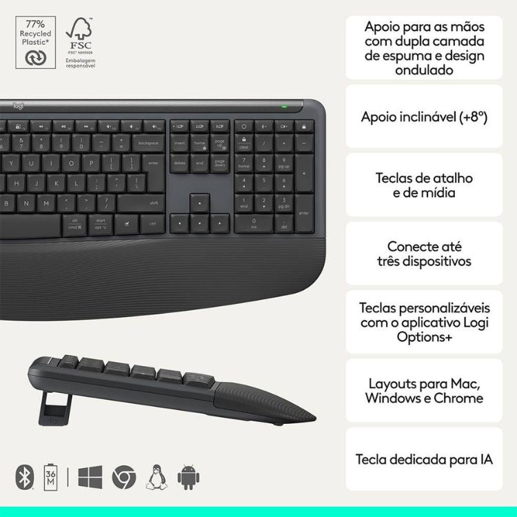 Teclado + Rato Logitech Signature Comfort Plus MK880 Bluetooth PT Graphite