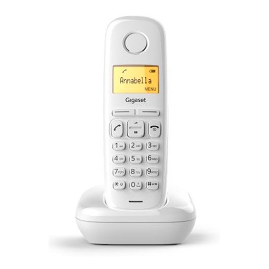 Telefone sem fios Siemens Gigaset A170 branco, com ecrã e teclado.