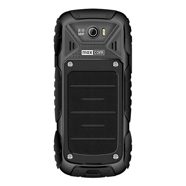 Telemóvel robusto MaxCom MM920L preto com câmara 2.0MP e design resistente.