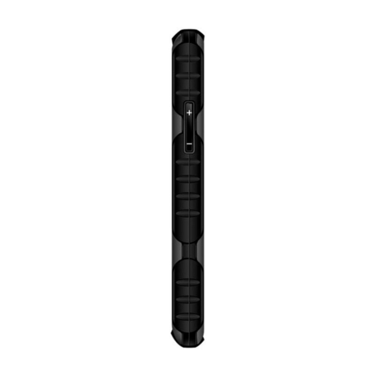 Telemóvel Maxcom MM920L Preto, lateral com botões de volume e textura rugosa.