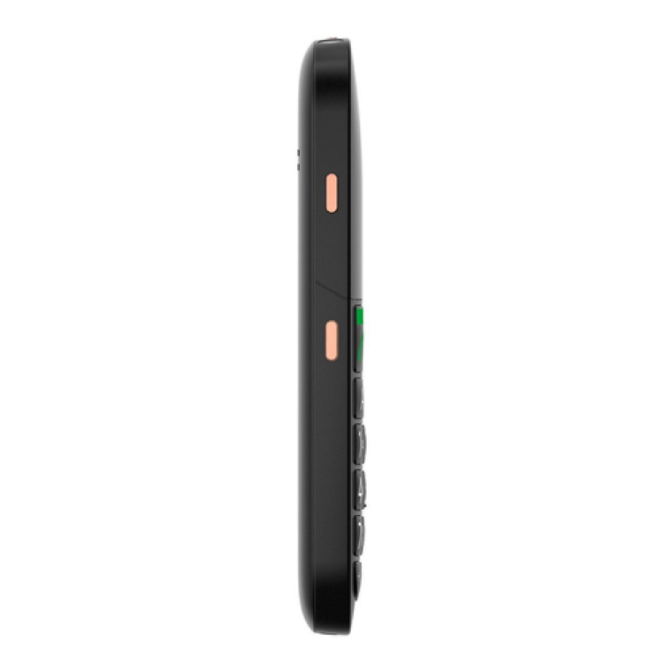 Telemóvel Gigaset GL695 preto, lado direito com botões e luzes indicadores.