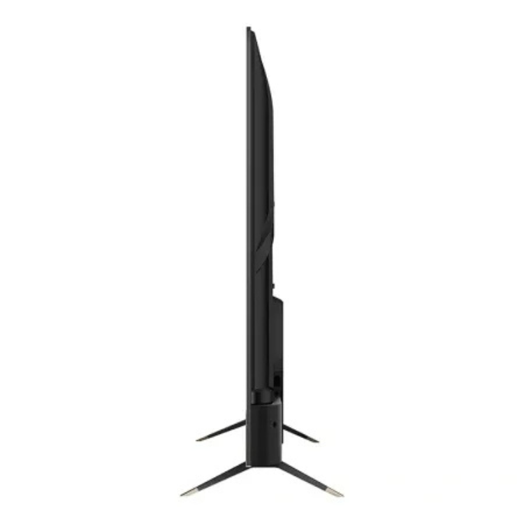 Televisão Dreame Q100 Smart TV 4K QLED 55" preta com suporte.