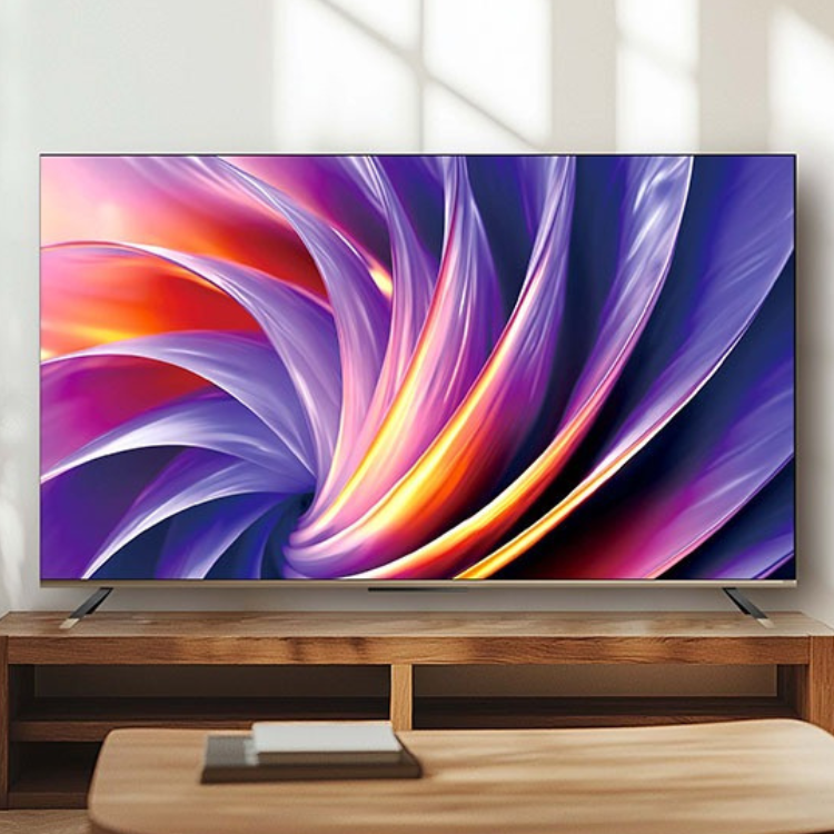 Televisão Dreame Q100 Smart TV 4K QLED 55" com imagem de ecrã colorido em tons de violeta, laranja e rosa.