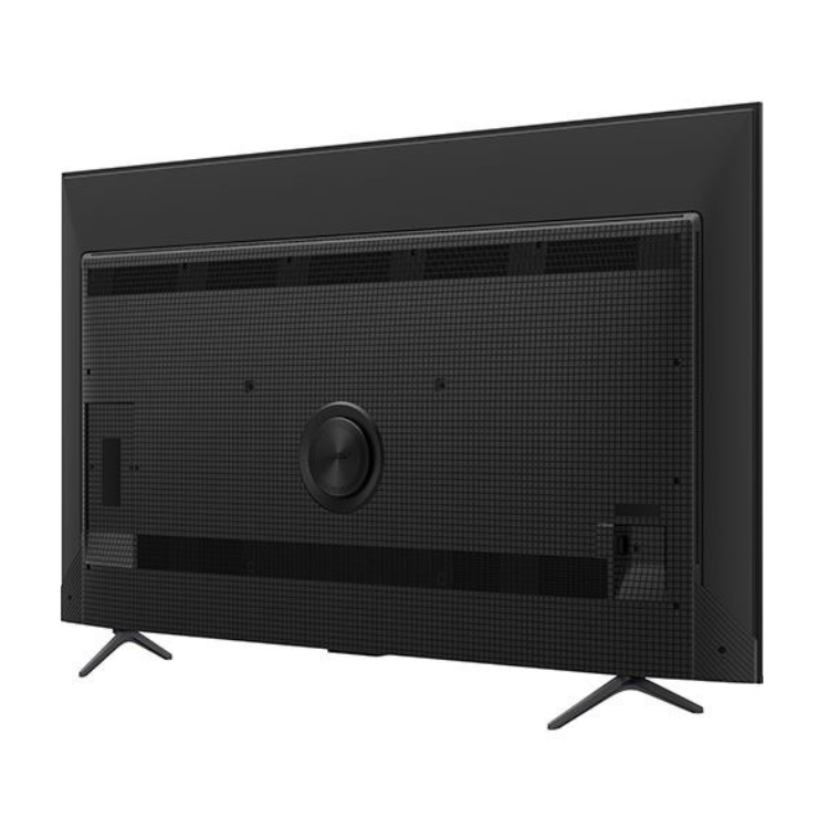 TCL Smart TV P8K 65" QLED 4K UHD preto com pés de suporte.