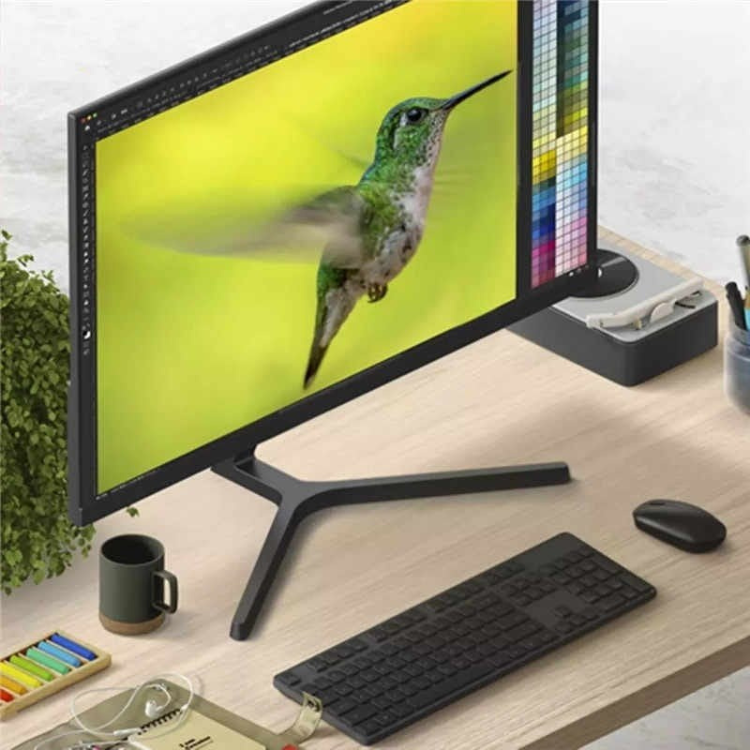 Monitor Xiaomi Mi 1C IPS FHD 23.8" preto com imagem de beija-flor na tela.