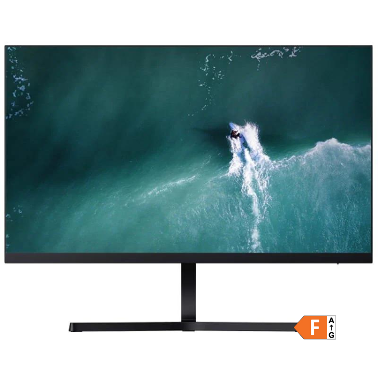 Monitor Xiaomi Mi 1C IPS FHD 23.8" preto, com imagem de surfista em onda.