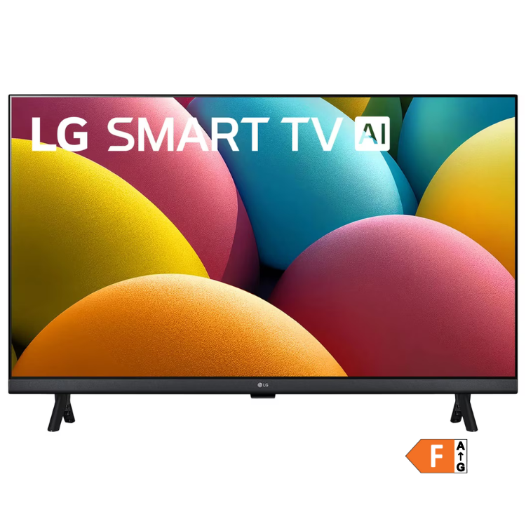 TV LG Smart 4K LED 43" com ecrã colorido e logótipo LG, sistema AI e eficiência energética F.