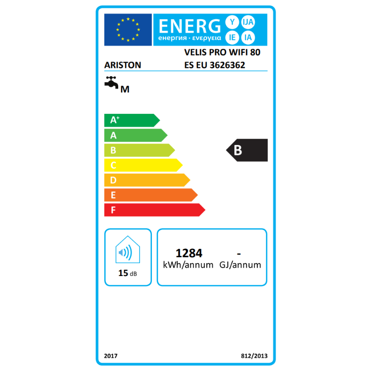 Termoacumulador Ariston Velis Pro 80L Wi-Fi 1500W ES EU PT+