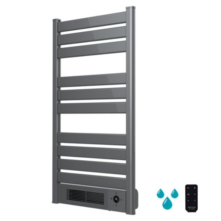 Toalheiro elétrico Cecotec Ready Warm 9780 Ceramic Towel Inox, com design moderno e controle remoto.