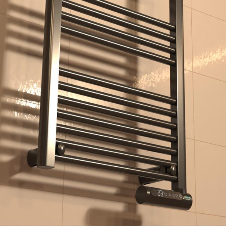 Black Cecotec Ready Warm 9100 Smart Towel electric towel rail, digital display showing 23.
