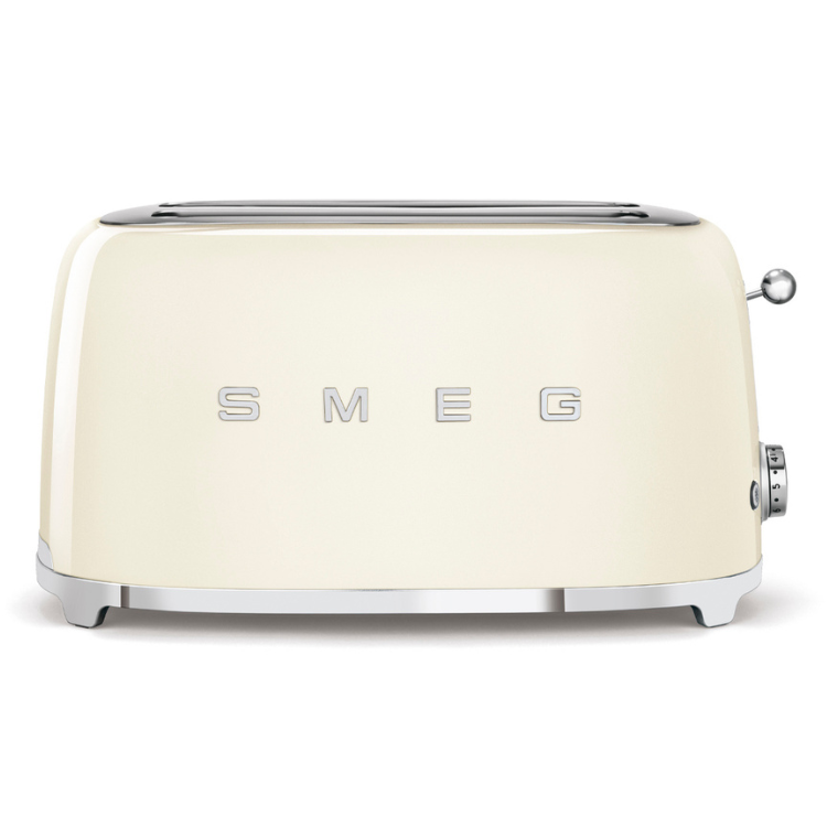 Smeg cream toaster, 4 slices, retro-style with chrome details.