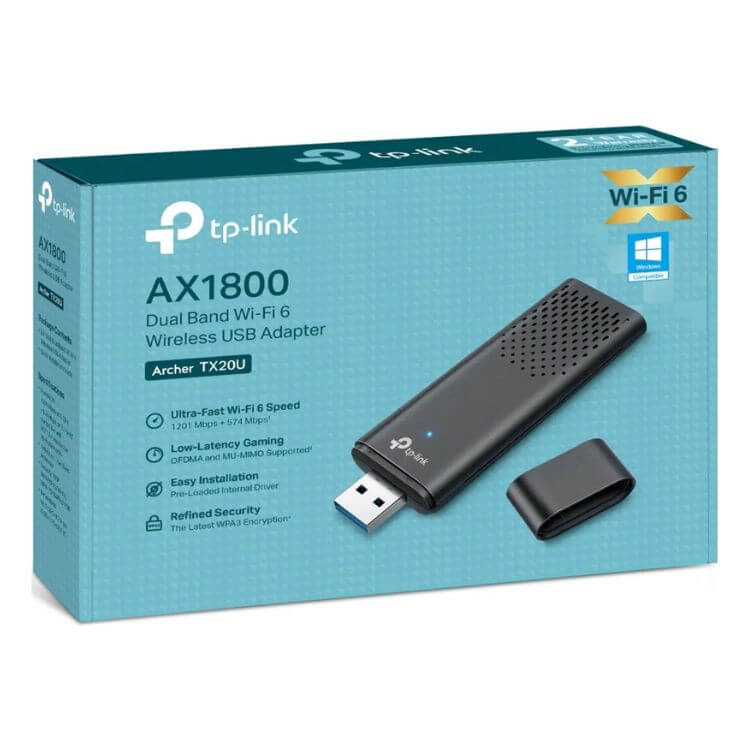 Placa de Rede TP-Link Archer TX20U Dual-Band 1201 Mbps Wi-Fi Preto
