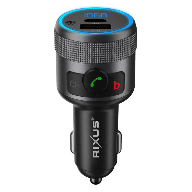 Transmissor FM/Carregador Rixus PD 3.0 + QC 3.0