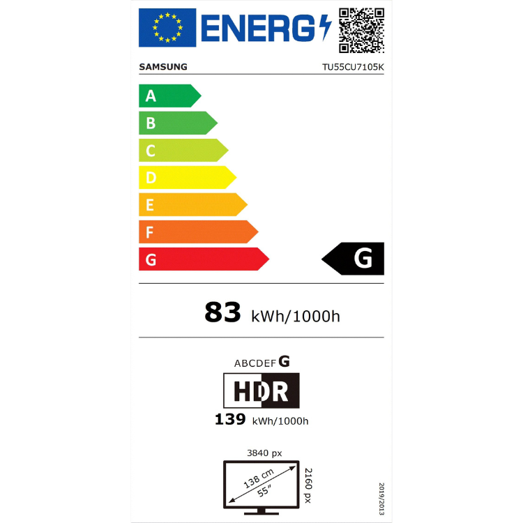Samsung CU7105 Smart TV 4K LED 55" – Gebraucht Grade A+
