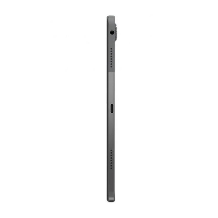 Tablet Lenovo Tab P11 2ª Geração cinzento, lado direito com câmara e aberturas para som.