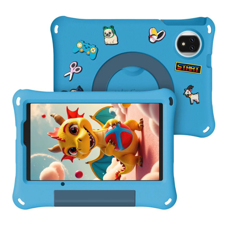 Tablet Ulefone Tab A9 Pro Kids 4GB/128GB Wi-Fi Azul, capa protetora azul com imagens engraçadas.