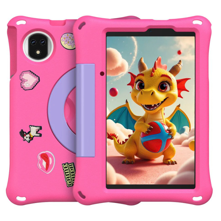 Tablet Ulefone Tab A9 Pro Kids 4GB/128GB Wi-Fi Rosa com capa protetora e imagem de um dragão na tela.