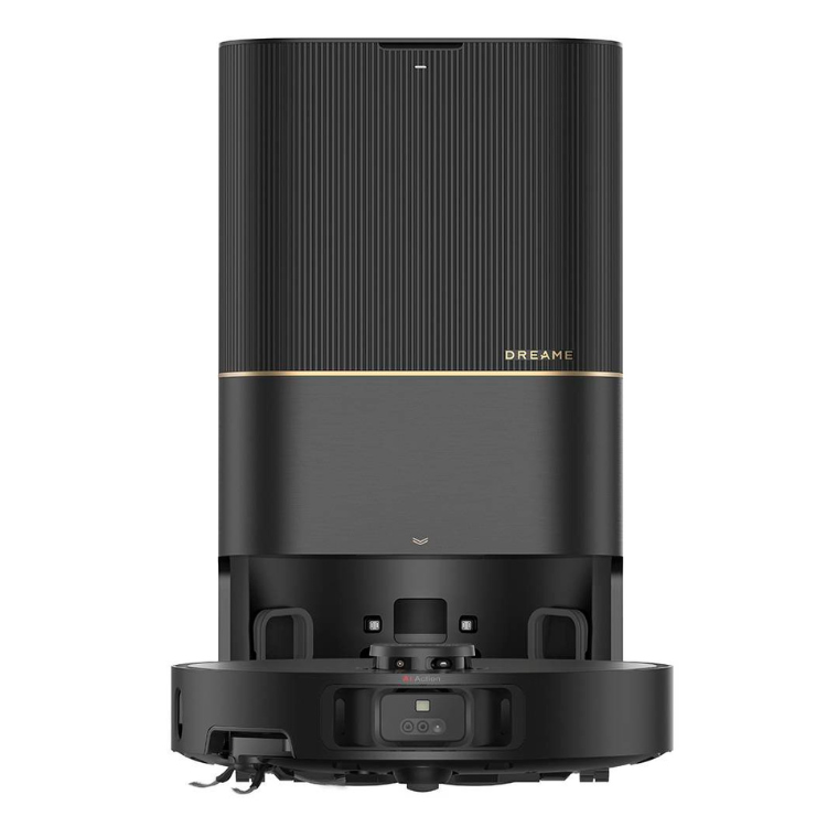Black Dreame X40 Ultra Complete robot vacuum cleaner with charging base.