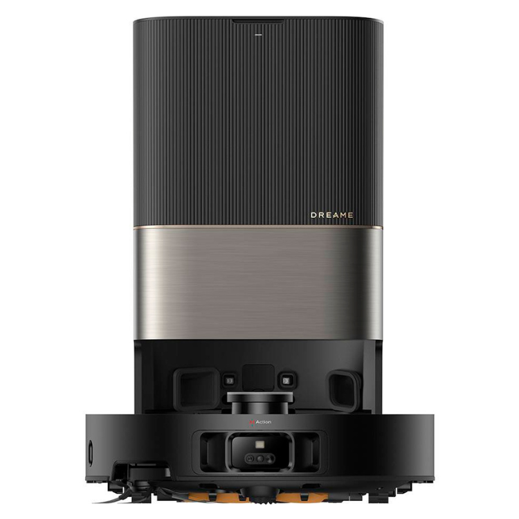 Black Dreame X50 Ultra robot vacuum with charging base.