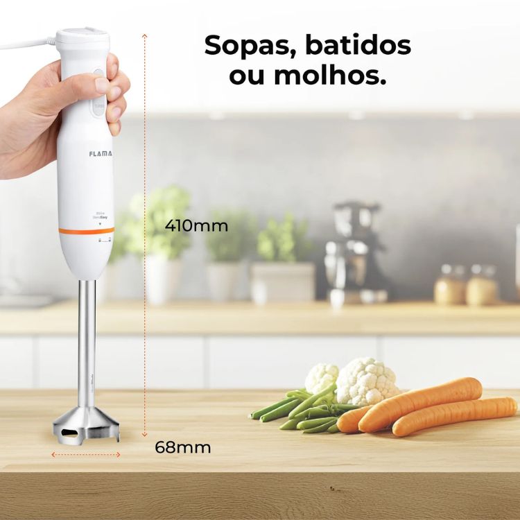 Varinha Mágica Flama BlendEasy QuadBlade 2052FL c/ Acessórios 850W Branco