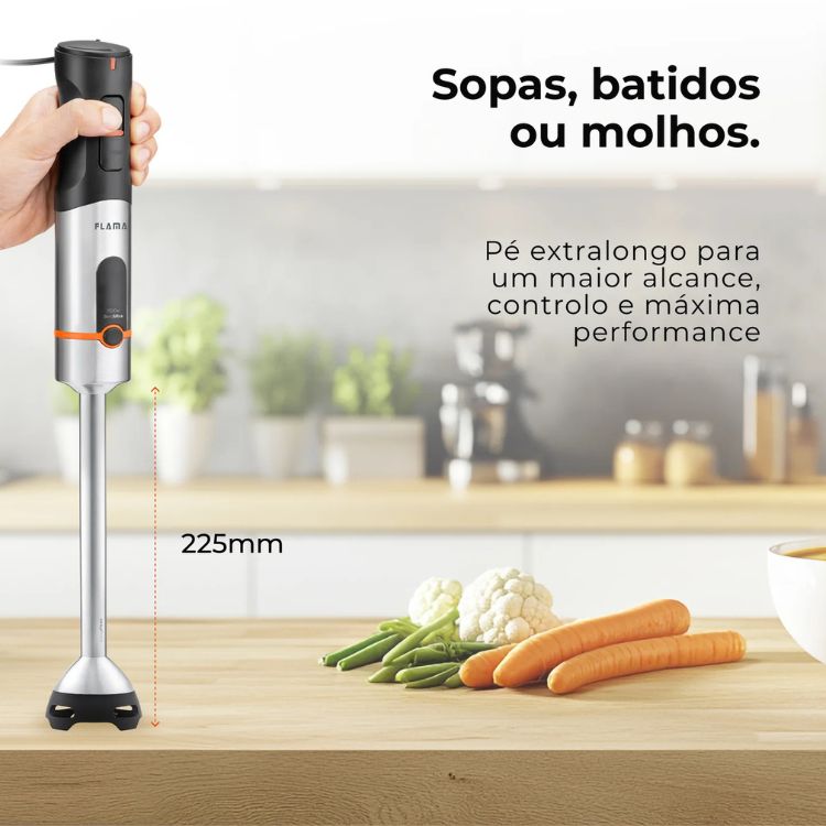 Varinha Mágica Flama BlendUltra LongFoot AntiScratch 1500W 2063FL Inox