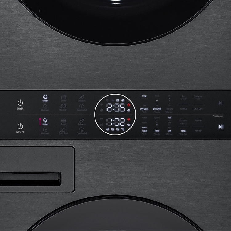 Máquina de Lavar e Secar Roupa LG WashTower WT1210BBF 12Kg/10Kg 1400RPM Classe A Preto