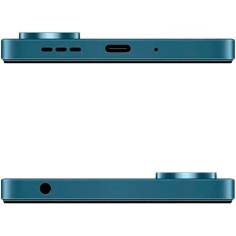 Smartphone Xiaomi Redmi 13C, azul marinho, 8GB/256GB, Dual Sim, vista lateral com detalhes de portas e câmera.