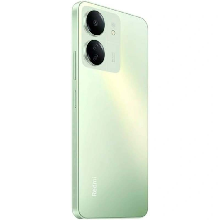 Smartphone Xiaomi Redmi 13C verde, 4GB/128GB, câmara dupla na parte traseira.