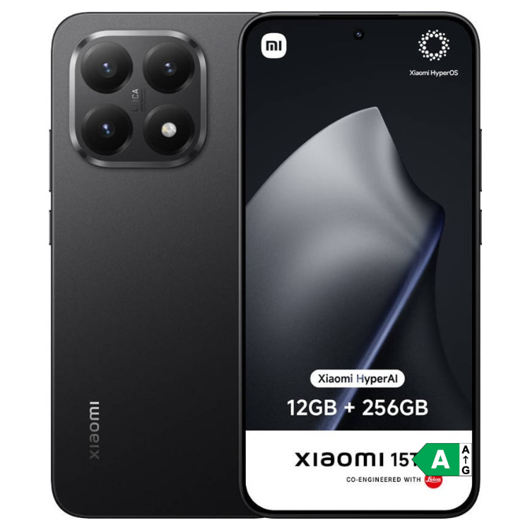 Smartphone Xiaomi 15T 5G preto, 12GB/256GB, câmara quádrupla e ecrã grande.