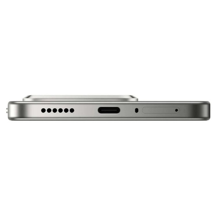 Xiaomi 15T 5G cinzento, vista lateral com várias aberturas para altifalantes, microfone e carregamento.