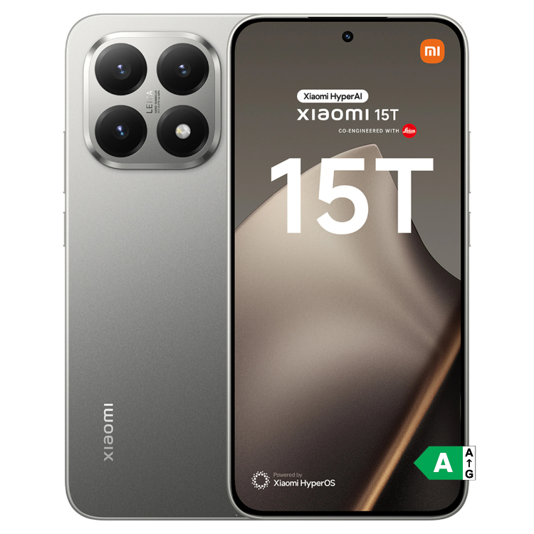 Smartphone Xiaomi 15T 5G cinzento, 12GB/256GB, câmara quádrupla, ecrã 6.83 polegadas.