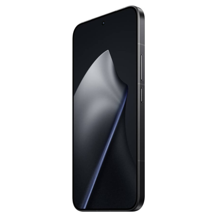 Smartphone Xiaomi 15T Pro 5G preto, com ecrã ligado, virado para a frente, mostrando um ecrã escuro com um reflexo prateado.