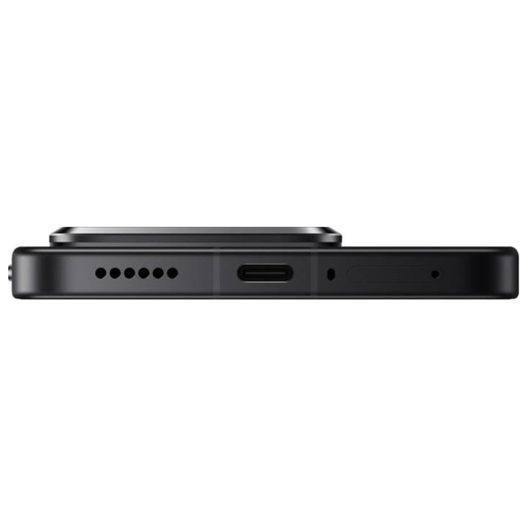 Smartphone Xiaomi 15T Pro 5G preto, vista lateral, com várias aberturas para altifalantes e uma entrada USB-C.
