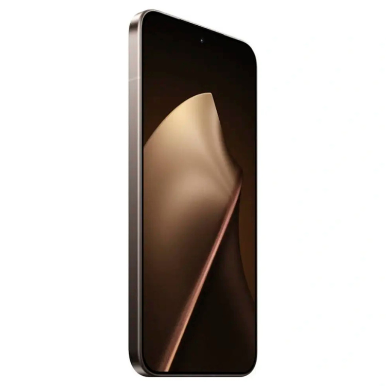 Xiaomi 15T Pro 5G dourado com ecrã ligado, mostrando imagem em tons castanhos.