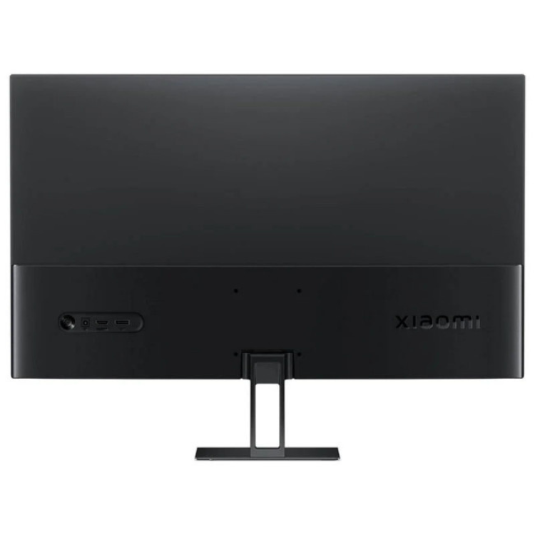 Monitor Xiaomi A27i preto, 27 polegadas, com entradas na parte traseira.