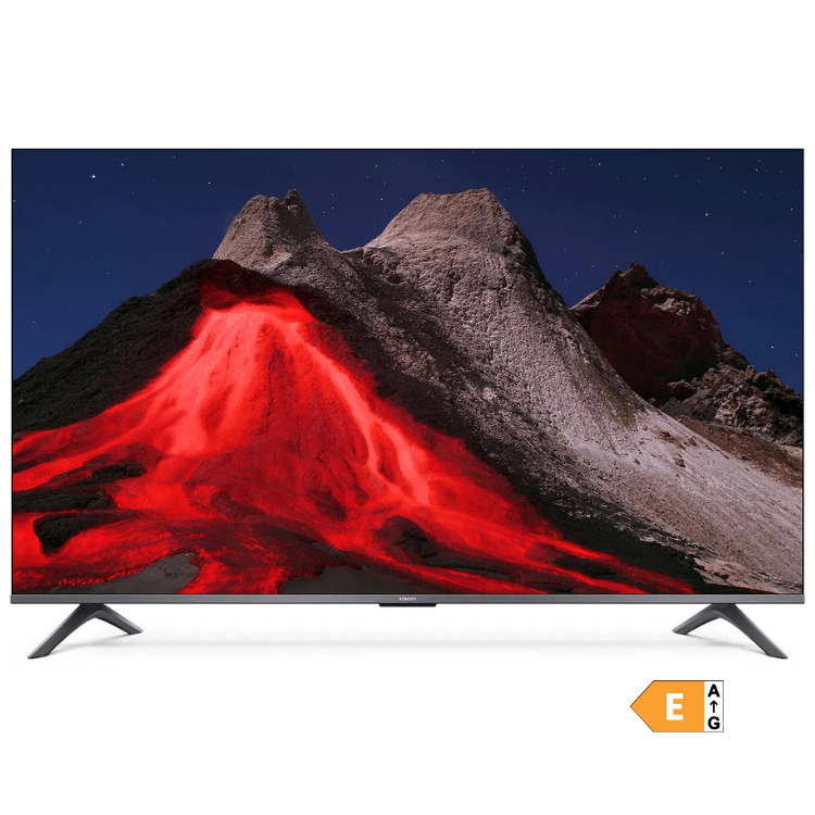Televisão Xiaomi A PRO 2026 Smart TV 4K QLED 32" com imagem de montanha com lava a fluir.