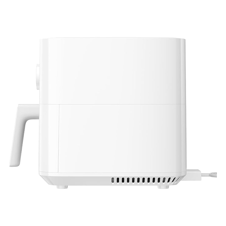 White Xiaomi Mi Smart Air Fryer 5.5L, 1600W, rear view with handle and power cord.