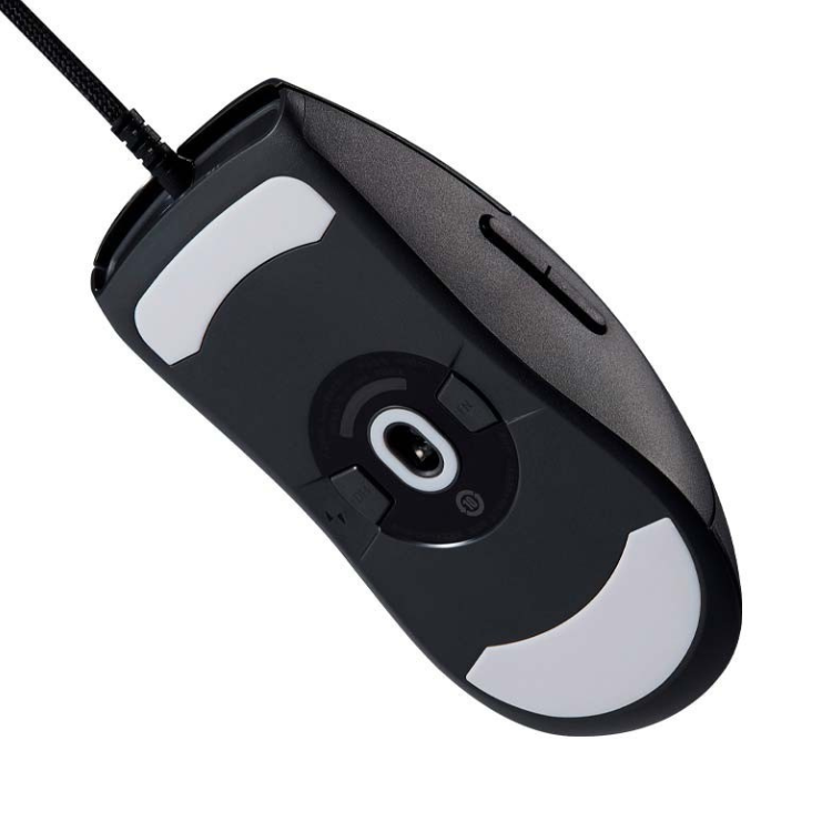 Black Xiaomi gaming mouse with white accents and cord.
