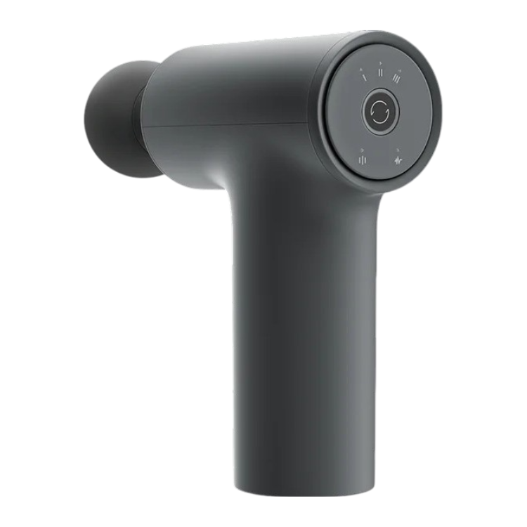 Xiaomi Mini 2 massage gun, black, with control panel and round head.