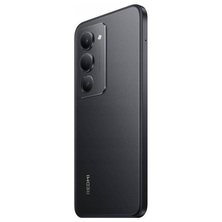Smartphone Xiaomi Redmi 15 preto,  câmara tripla, logotipo Redmi na parte inferior.