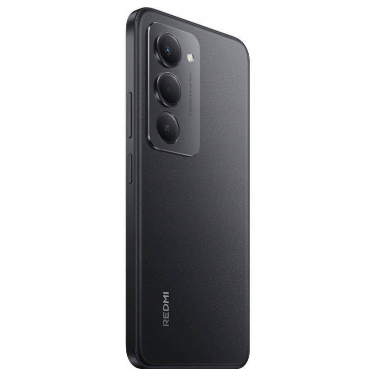 Smartphone Xiaomi Redmi 15 preto, 3 câmaras traseiras, logotipo Redmi na parte inferior.