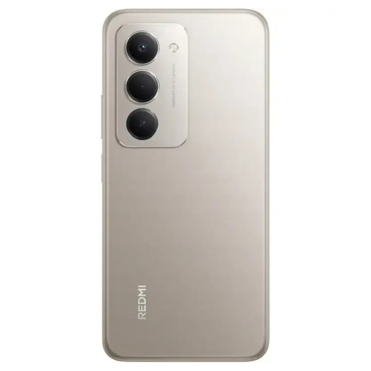 Smartphone Xiaomi Redmi 15, cor cinzento titânio, 3 câmeras traseiras, logotipo Redmi na parte inferior.