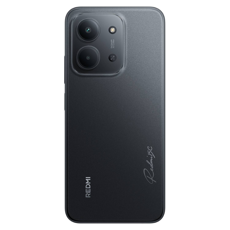 Xiaomi Redmi 15C, smartphone preto, câmara dupla, 4GB/128GB.