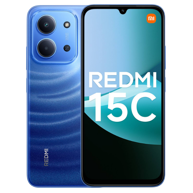 Smartphone Xiaomi Redmi 15C, azul, 4GB/256GB, câmara dupla, ecrã 6.9 polegadas.